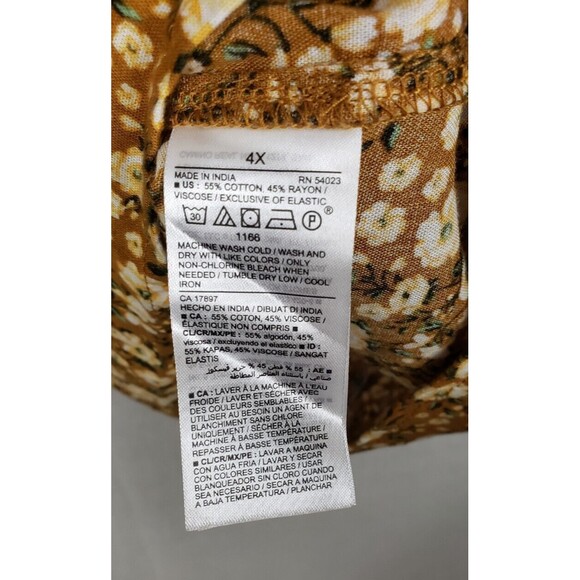 Old Navy Top Blouse 4X Smock Peplum Hem Puff Sleeves Multicolor Floral Boho - Picture 5 of 5